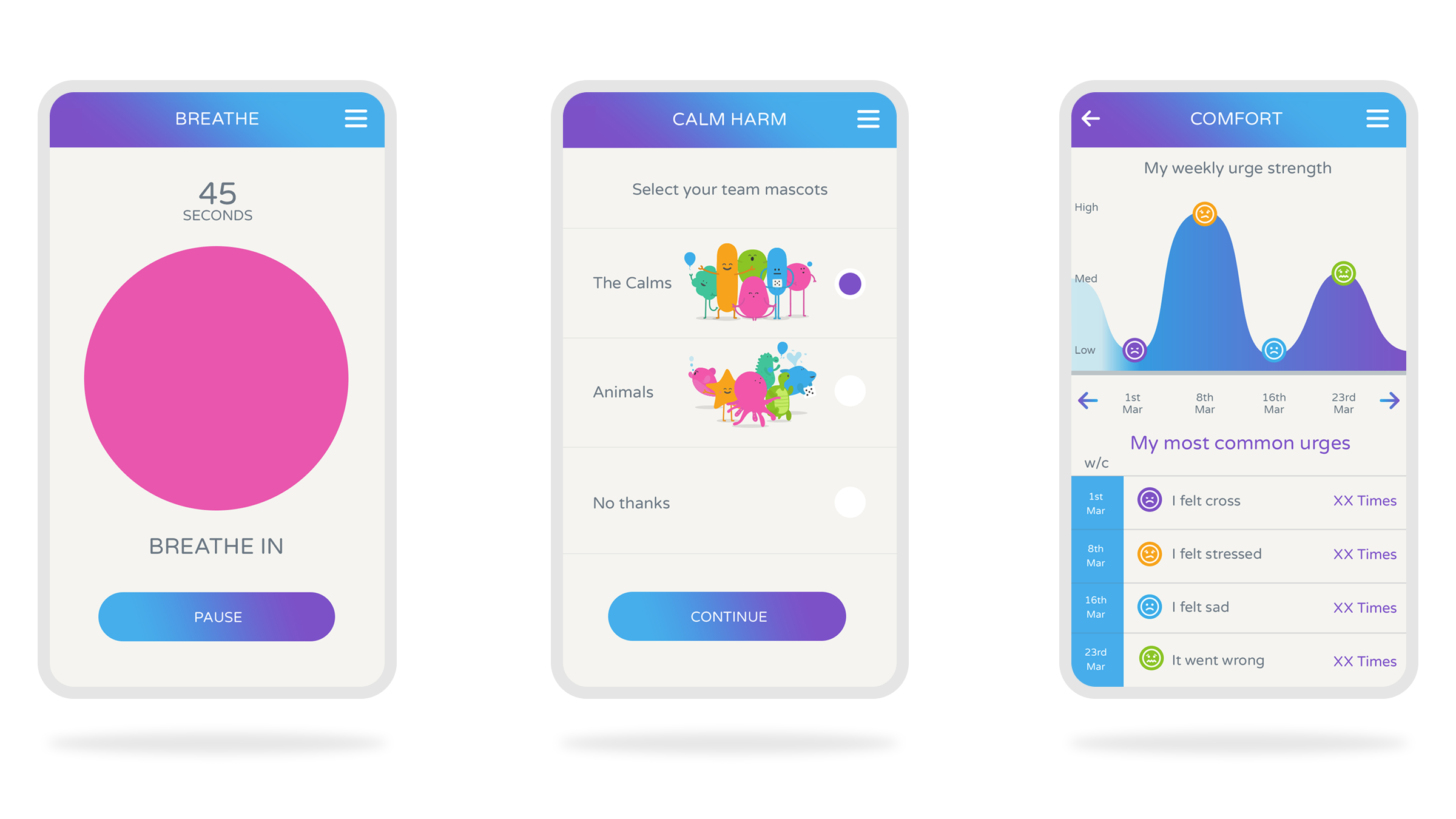 Calm Harm app design